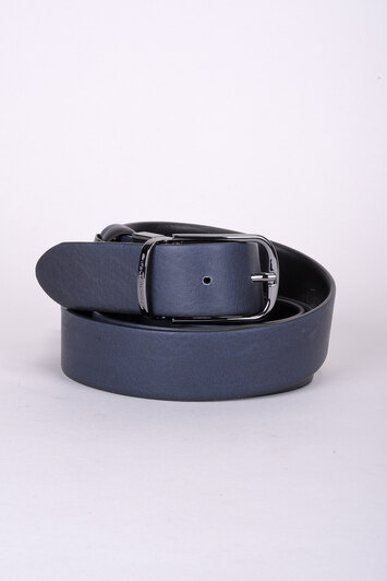 Cintura uomo reversibile con fibbia ad ardiglione Black Square - Blue black -h